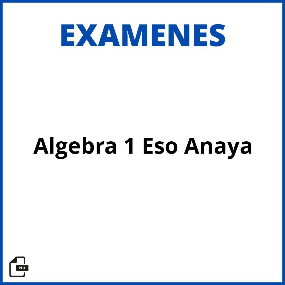 Examen Algebra 1 Eso Anaya