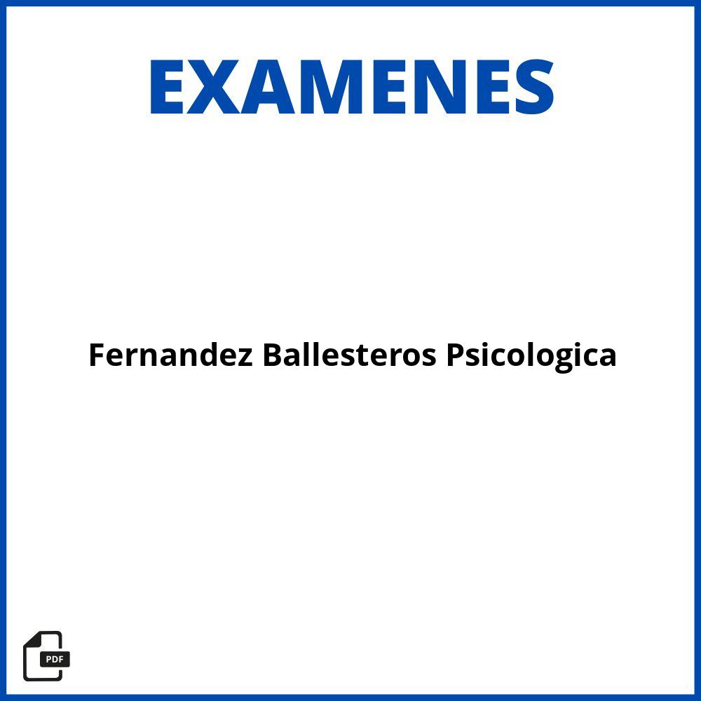 Fernandez Ballesteros Evaluacion Psicologica