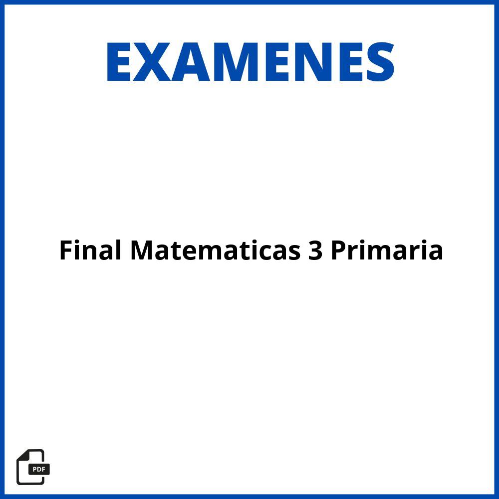 Examen Final Matematicas 3 Primaria Pdf