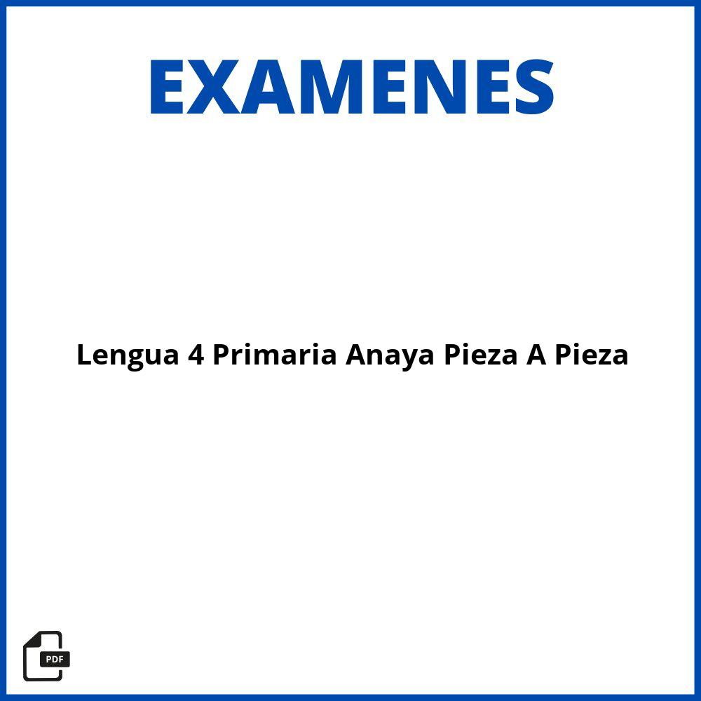 Evaluación Lengua 4 Primaria Anaya Pieza A Pieza